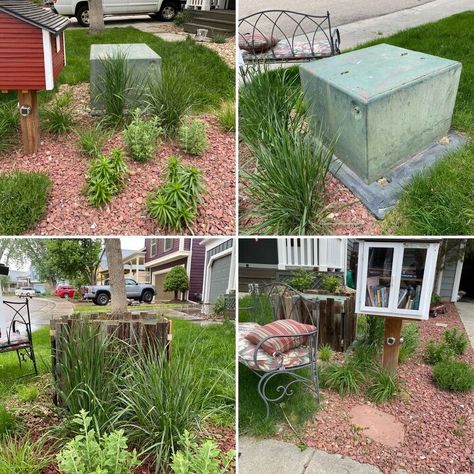 My neighborhood unfortunately was built with unsightly electrical boxes in both front & back yards. I don’t have one in my yard, but my next door neighbor does.I planted ornamental grasses & Russian sage to improve the view, but that only helps in Spring & Summer.Since I’m replacing my fence soon, I thought I’d try repurposing some of the boards. Measure To start I measured the height and width of each side of the electrical box. I added 3" to each side to account for joining the se… Utility Box Landscaping, Candle Makeover, Repurposed Fence, Old Fence Boards, Wine Barrel Planter, Headboard Art, Basket Makeover, Russian Sage, Fence Pickets