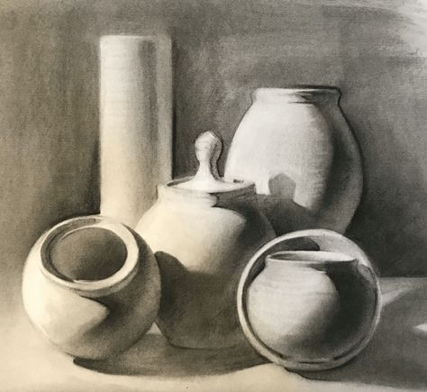 Compressed Charcoal Drawing, Basic Still Life, Charcoal Still Life Drawing, Draw With Charcoal, Constructive Drawing, Charcoal Still Life, Improve Your Drawing Skills, Compressed Charcoal, Still Life Sketch