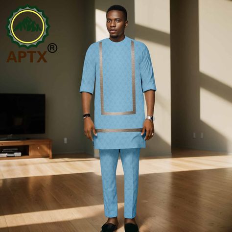 African Men Suits Dashiki Bazin Riche Attire Embroidery Shirt Pants Set Traditional Wedding Party Dress 2416091 - AliExpress 200000532 Dashiki For Men, African Suit, African Wedding Attire, Latest African Men Fashion, African Attire For Men, Embroidery Shirt, Dress Suits For Men, Shirt Pant Set, Wedding Party Dress