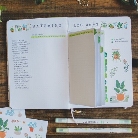 How To Create A Houseplant Watering Tracker In Your Plant Bullet Journal | Archer and Olive Plant Water Tracker, Water Tracker Journal, Plant Watering Tracker, Journal Tracker, Bullet Journal Spreads, Everyday Planner, Plant Room, Plant Watering, Plant Journal