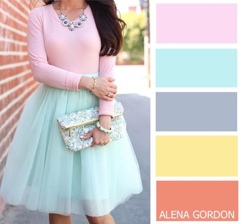 Color-Block Fashion by Alena Gordon | VKontakte Pastel Color Outfit, Blue And Pink Combination, Pastel Colors Fashion, Colour Blocking Fashion, Colour Combinations Fashion, Look Rose, Color Combinations For Clothes, Color Schemes Colour Palettes, Color Trends Fashion