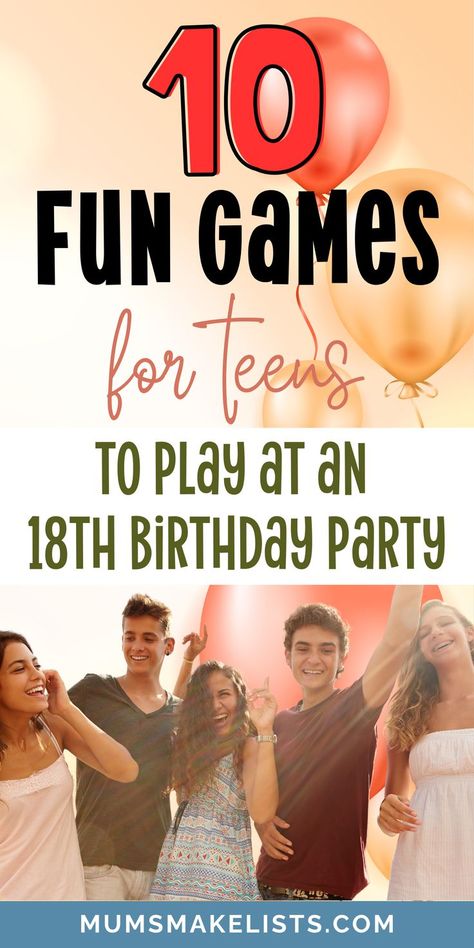 Turn an 18th birthday into a day to remember with these must-try teen party ideas! Packed with engaging activities, creative games, and fun icebreakers, these ideas are perfect for teens celebrating with friends. Whether hosting indoors or outdoors, these suggestions bring energy and joy to any milestone event. Start planning your celebration now! Teen Party Ideas, Teen Party Games, Eighteenth Birthday Games, Fun 18th Birthday Party Ideas Teen Party Ideas, 18th Birthday Party Ideas, Teen Birthday Party Games, Nye Games, Diy Party Games, Funny Party Games, Fun Icebreakers, Ideas For Fun, Teen Party Games