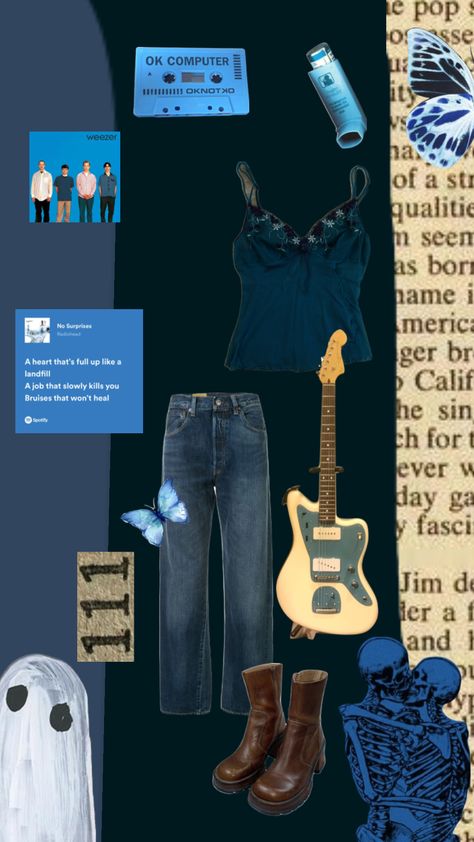 Weezer Inspired Outfits, Radiohead Aesthetic Outfits, Weezer Outfit, Weezer 90s, Weezer Concert Outfit, Juju Core, Weezer Concert, Billie Concert, Butterflies Vintage