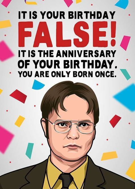 Dwight from The Office Birthday Card It Is Your Birthday The Office, The Office Birthday Cards, The Office Birthday Quotes, The Office Birthday Cake, The Office Birthday Party, Creed The Office, The Office Happy Birthday, Hr Humor, Diy Birthday Cards