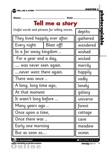 Useful words and phrases that can be used in storytelling. Tell Me A Story, Substitute Teaching, Reading Comprehension Lessons, Preschool Reading, 2nd Grade Writing, Social Studies Worksheets, Elementary Writing, Learn English Grammar, Narrative Writing