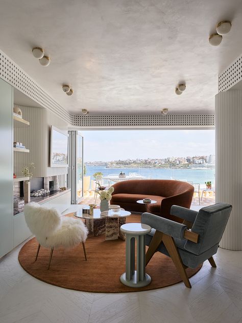 BONDI BEACH APARTMENT - Greg Natale 70s Apartment, 1970s Apartment, Greg Natale, Australian Interior Design, Custom Home Designs, Interior Trend, House And Home Magazine, Dining Room Design, Living Room Inspiration