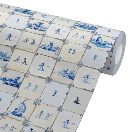 French Tiles, Antique Minimalist, French Tile, Tiles Wallpaper, Wallpaper Retro, Delft Tiles, Classic Wallpaper, Blue French, Tile Wallpaper