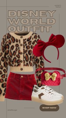 Disney World Christmas Outfit, Red Tennis Skirt, Animal Kingdom Outfit, Red And Leopard, Disney World Christmas, Leopard Christmas, Family Disney Trip, Disney World Outfits, Disney Outfit