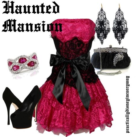 Haunted Mansion, created by prettybritty3820 on Polyvore Strapless Bustier, Lace Bustier, Dresses Cocktail, Formal Gown, Short Prom, Dresses Lace, Prom Dresses Lace, Dress Prom, Red Prom Dress