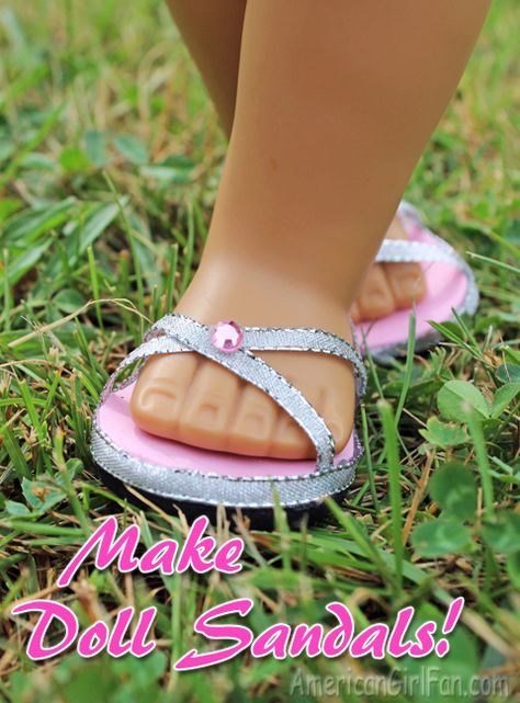 Sandals Diy, How To Make Doll, Ribbon Sandals, American Girl Doll Shoes, Make Doll, Doll Shoe Patterns, Dolls Shoes, American Girl Diy, American Girl Doll Diy