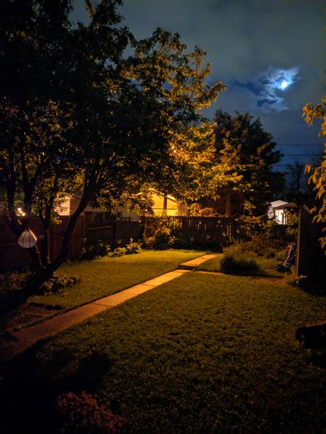 House At Night Aesthetic Outside, Backyard At Night Aesthetic, Backyard At Night, Backyard Night, Backyard Aesthetic, Night Scenery, Backyard Inspo, Art And Science, All I Ever Wanted