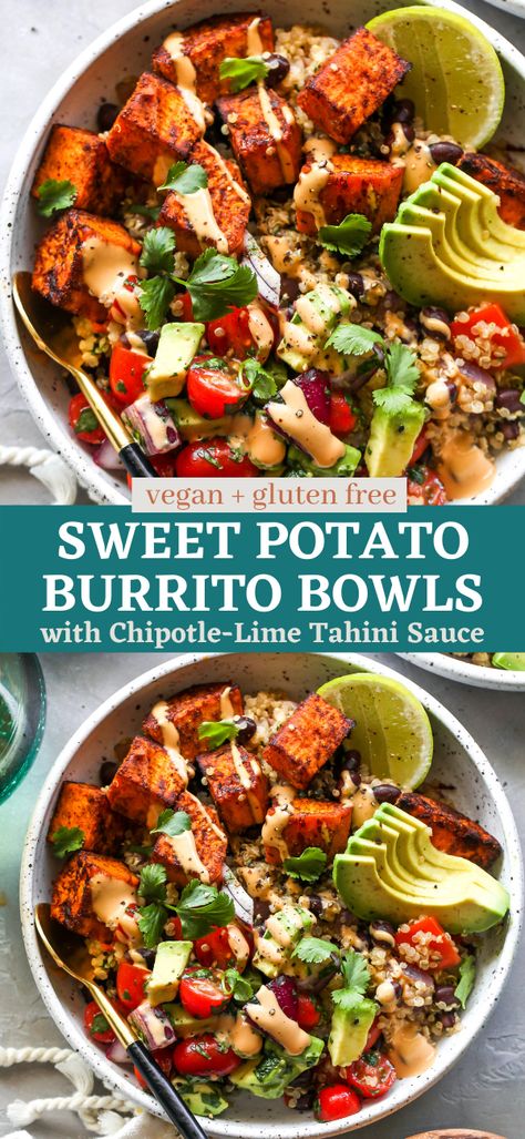 Quinoa Meals, Black Beans Quinoa, Potato Burrito, Entree Salads, Sweet Potato Burrito, Veggie Meal Prep, Bowls Healthy, Dishing Out Health, Bowl Meals