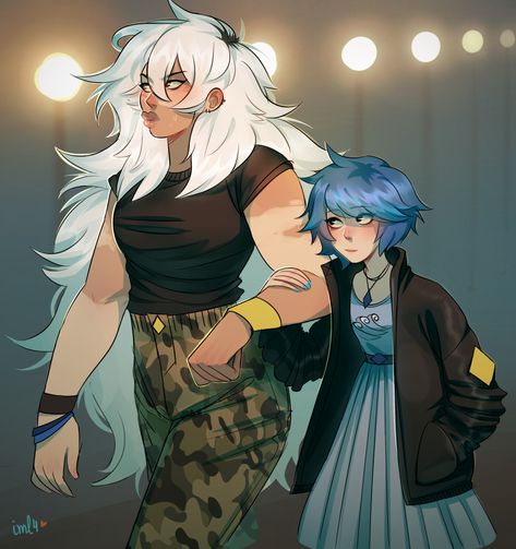 Lapis looks cute in this picture Human Jasper Steven Universe, Steven Universe Jasper Fanart, Jasper Fanart Steven Universe, Jasper Steven Universe Fan Art, Lapis X Jasper, Jasper X Lapis, Lapis Lazuli Fanart, Jasper Fanart, Lapis Lazuli And Jasper