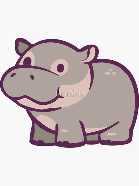 "Hippo" Sticker by lacy2313 | Redbubble Hippo Doodle Easy, Hippo Drawing Cute, Hippos Drawing, Cartoon Hippo Drawing, Hippo Drawing Simple, Cute Hippo Drawing, Hippo Doodle, Hippo Sketch, Hippo Facts