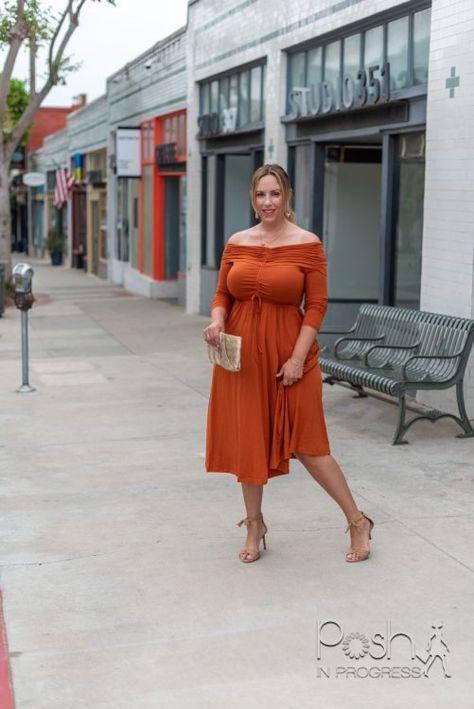 Rusty Orange Dress, Burnt Orange Kitchen, Rust Orange Dress, Colour Shoes, Orange Bridesmaid, Orange Bridesmaid Dresses, Olive Undertones, Neutral Shoes, Rusty Orange