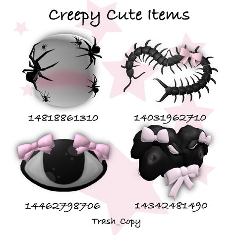 Cute Roblox Items, Creepy Cute Clothes, Roblox Item Codes, Roblox Items Codes, Creepy Roblox Avatar, Roblox Ids, Creepy Cute Roblox Avatar, Roblox Codes For Accessories, Id Brookhaven