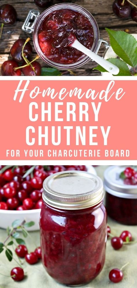 Cherry Sauce For Meat, Cherry Chutney Recipe, Canning Goals, Preserving Cherries, Savory Cherry Recipes, Cherry Chutney, Rhubarb Chutney, Sriracha Recipes, Cherry Preserves