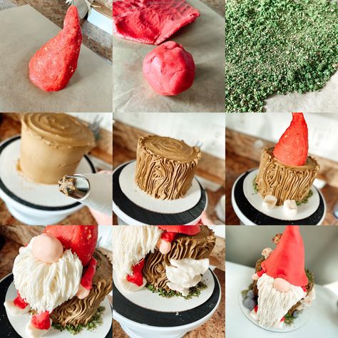 Gnome Cupcake Cake, Gnome Christmas Desserts, Gnome Birthday Cake Ideas, Gnome Cake Ideas Easy, Gonk Cake Ideas, Gnome Cupcakes Ideas, Gnome Cake Ideas, Gonk Cake, Gnome Desserts