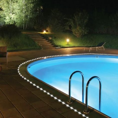 27 Smart Ways To Illuminate An Outdoor Space Outdoor Rope Lights, Deck Building, Outdoor Party Lighting, Backyard Pool Landscaping, Pool Light, Rope Light, Solar Garden, Garden Pool, Pool Decks