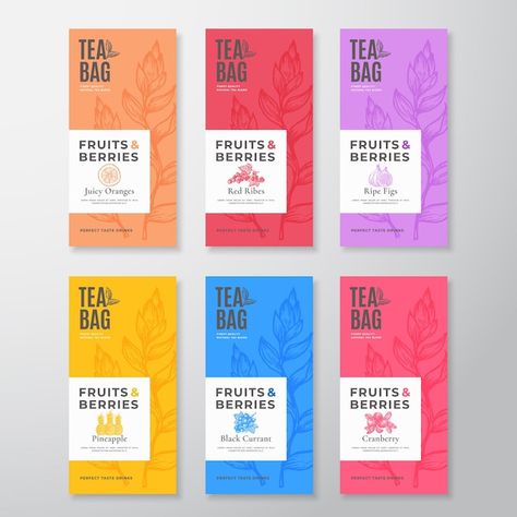 Premium Tea Packaging, Packaging Snack, Spices Packaging, Tea Labels, Fruit Berries, Medicine Packaging, Tea Logo, Tea Packaging Design, Packaging Template Design