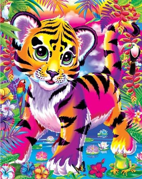 Lisa Frank Animals | Memorable Lisa Frank Art Lisa Frank Tiger, Sublimacion Ideas, Lisa Frank Stickers, Painting Cross Stitch, Tiger Cub, Diy Rhinestone, Tiger Art, Animal Cartoon, Lisa Frank