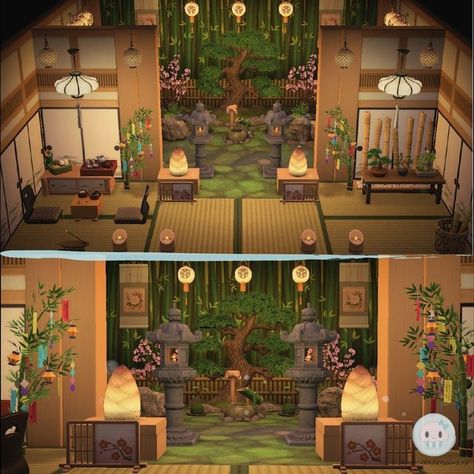 Acnh Genji House, Acnh Japanese House, Acnh Zen House, Acnh Indoor Garden, Acnh Japanese Interior, Acnh Japanese House Interior, Acnh Shino House, Acnh Zen Room, Japanese Home Animal Crossing