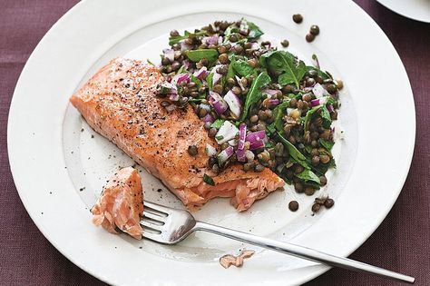 Salad Recipes Holidays, Salad With Salmon, Lentil Salad Recipes, Kale Salad Recipes, Real Simple Magazine, Lentil Salad, Lentil Recipes, Heart Healthy Recipes, Vegetarian Recipes Healthy