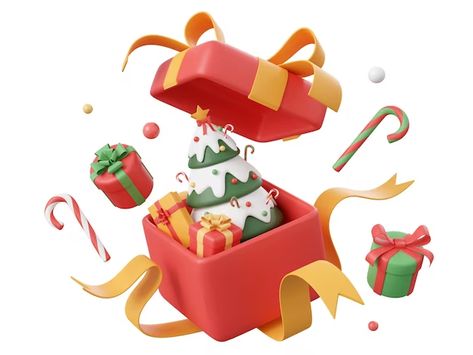 Open Gift Box Illustration, Christmas Decoration Illustration, Christmas 3d Design, Christmas Gift Illustration, Gift Box Illustration, Christmas Gift 3d, Polygon Design, Gift Illustration, Drawing Cartoon Faces