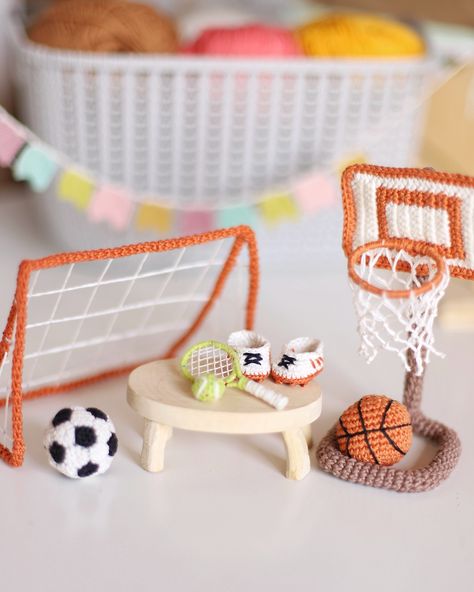 Which accessories do you like more - football, basketball or tennis? 3 in 1 sport dino pattern bundle is already available in my stores with 30% discount ❤ #amigurumi #amigurumidinosaur #carnotaurus #dinosaur Tennis Crochet, Dino Pattern, Basketball Toys, Amigurumi Inspiration, Handmade Kids Toys, Handmade Kids, Textile Doll, Crochet Toy, Cute Toys