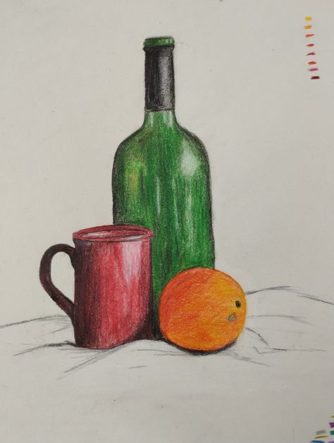 Object Drawing Colour, Still Life Drawing Colour, Easy Still Life Drawing, Colored Pencils Drawing, Beauty Iphone Wallpaper, Oil Pastel Drawings Easy, Drawing Arts, Pencil Drawings For Beginners, Simple Painting