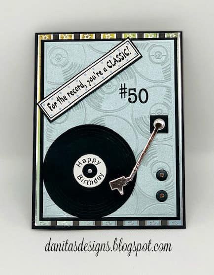 Card LP Vinyl record player, MFT Turntable Die-namics #mftstamps Diy 50th Birthday Card, Scrapbook Stamping, Music Cards, Musical Cards, Classic Birthday, Cards For Men, Silhouette Cameo 4, 50th Birthday Cards, Masculine Birthday Cards