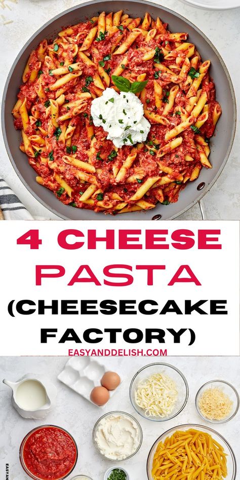 Cheesecake Factory Copycat Recipes Four Cheese Pasta, Cheesecake Factory Chipotle Pasta, 4 Cheese Pasta Cheesecake Factory, Four Cheese Pasta Cheesecake Factory, Cheesecake Factory Four Cheese Pasta, 4 Cheese Pasta, Pasta Cheesecake Factory, Cheesecake Factory Recipe, Four Cheese Pasta