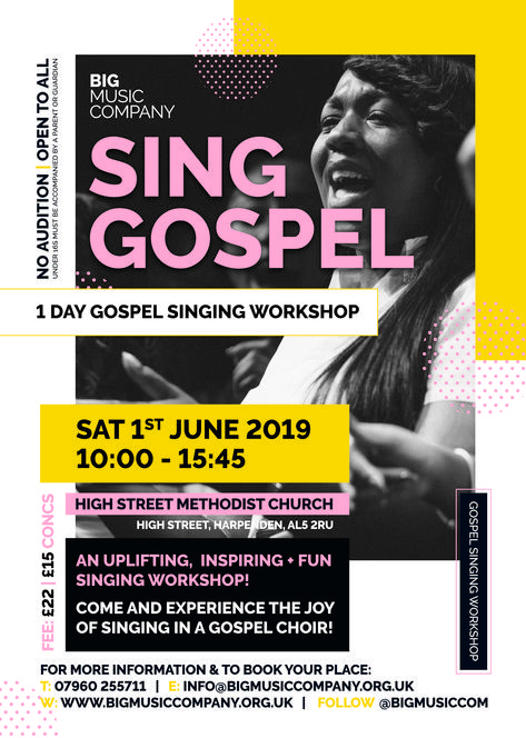 BIG Music Co. Gospel Workshop Poster Design Music Workshop Poster, Workshop Poster Design, Music Workshop, Workshop Poster, Branding Projects, Church Poster, Methodist Church, Event Poster, Gospel Music