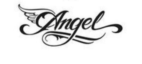 Sweet Angel Tattoo, Angel Font Tattoo, Angel Text Tattoo, Angel Writing Tattoo, Angel Lettering Tattoo, Angel Font, Angel Demon Tattoo, Tattoo Writing Fonts, Baby Angel Tattoo