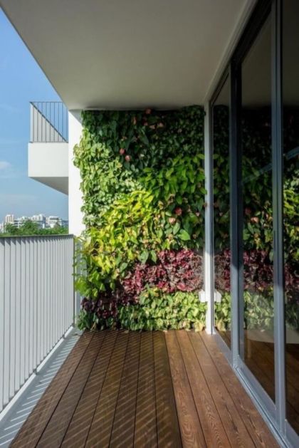 green wall DIY vertical garden ideas balcony design ideas Garden Wall Designs, Apartment Balcony Garden, Vertical Garden Indoor, Balcony Design Ideas, Vertical Garden Design, Small Balcony Garden, Small Balcony Design, Vertical Garden Wall, Plants Growing