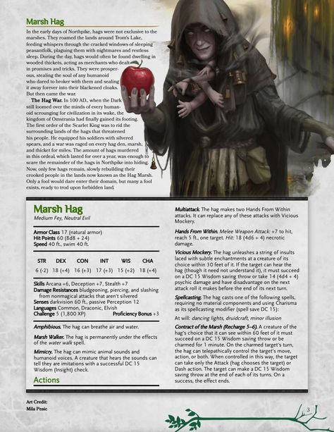 Swamp Hag Dnd, Hag 5e, Dnd Hags, Dnd Fairytale, Dnd Swamp, Disney Dnd, Dnd Statblocks, Dungeons And Dragons Rules, Dnd Monster