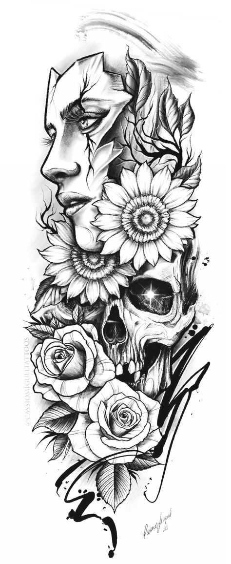 Half Sleeve Tattoos For Women Upper Arm Stencil, Unique Half Sleeve Tattoos Upper Arm, Half Lady Half Skull Tattoo, Skeleton Queen Tattoo, Women Tattoos Sleeve Ideas Beautiful, Forearm Tattoo Cover Up Ideas, Female Half Sleeve Tattoo Upper Arm, Contemporary Art Tattoo, Women’s Sleeve Ideas