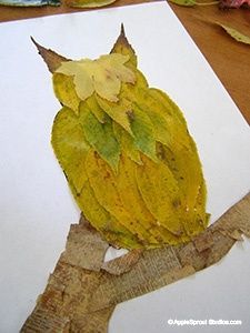 Autumn leaf owl craft @Autumn Eaken Eaken Lester Owl Art Project, Takken Decor, Nature Materials, Leaf Craft, Owl Craft, Art Project For Kids, Autumn Leaves Art, Fall Art Projects, Art Children