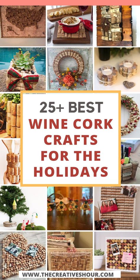 Wine cork crafts are unique and quite a millennial trend. It takes almost minimal effort but it looks posh and chic when included in the house decoration. So, here are some aesthetic wine cork crafts for wedding, decoration, Christmas, kids, wreath, wall art. Click here doe more unique wine cork crafts, DIY wine cork crafts, wine cork crafts for wedding, wine cork crafts for decoration, wine cork crafts for kids. Things To Make With Corks Crafts, Wine Cork Projects Creative Things, Wine Cork Ideas Decoration, Wine Cork Christmas Tree Ornaments, Art With Wine Corks, Projects With Corks, Wine Cork Trees Diy Christmas, Crafts With Wine Corks Diy, Wine Cork Christmas Wreath