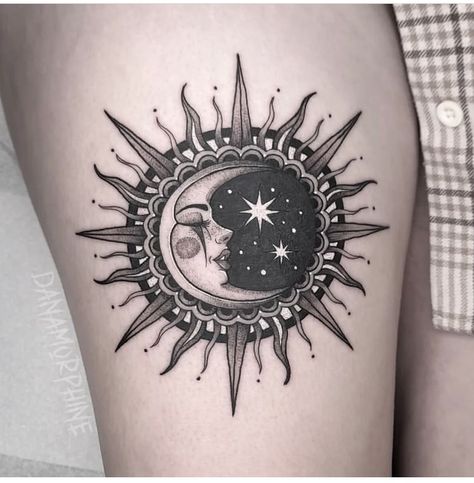 Circular Tattoo Coverup, Circle Tattoo Cover Up Ideas, Dark Sun And Moon Tattoo, Celestial Tattoo Cover Up, Before And After Tattoo Cover Ups, Moon Cover Up Tattoo, Tats Designs, Leon Tattoo, Clock And Rose Tattoo