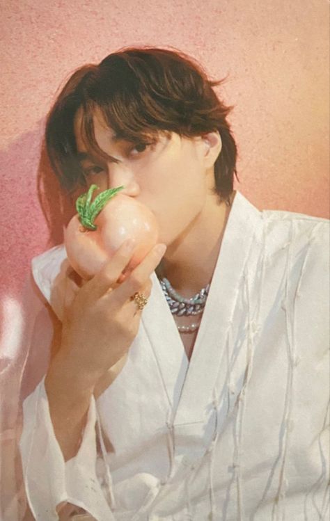 Kai Cute Pics, Kai Peaches Aesthetic, Exo Kai Peaches, Exo Kai Cute, Kai Peaches, Peach Aesthetic, Lavender Aesthetic, Exo Kai, Kpop Aesthetic