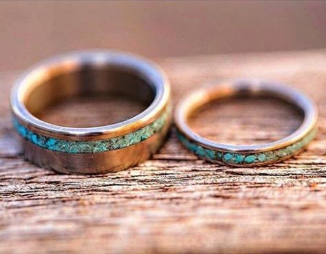 STONE INLAY RINGS Turquoise Wedding Bands, Damascus Wedding Band, Matching Wedding Band Sets, Turquoise Wedding Band, Antler Wedding Band, Wooden Wedding Bands, Turquoise Ring Engagement, Mens Wedding Bands Unique, Turquoise Gold Ring