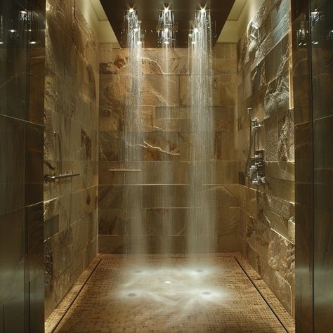 10+ Luxurious Walk in Shower Ideas That Will transform your Daily Routine into a SPA - DreamyHomeStyle Beautiful Walk In Showers, Walk In Shower Aesthetic, Amazing Showers Walk In Master Bath, Steam Shower Bathroom Ideas, Private Toilet In Master Bath, Roman Shower Walk In Master Bath, Sunken Tub Shower Combo, Fancy Showers Walk In, Two Person Shower Walk In