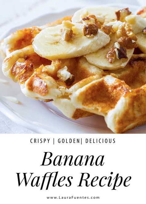 Banana Waffle Recipe, Belgian Waffles Recipe, Ripe Banana Recipe, Easy Waffle Recipe, Waffle Iron Recipes, Banana Waffles, Peanut Butter Nutella, Waffle Ingredients, Waffle Maker Recipes