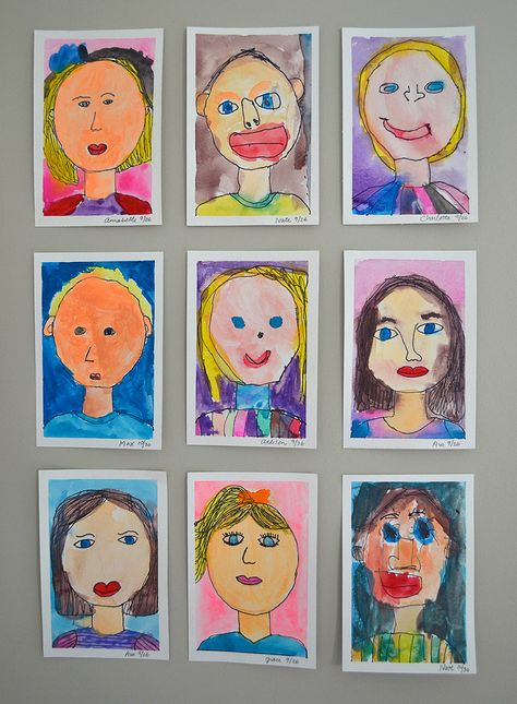 mini watercolor paintings by kids Self Portrait Kids, Portraits For Kids, Self Portrait Drawing, Self Portrait Art, 얼굴 그리기, Self Portraits, Art Bar, Homeschool Art, Camping Art