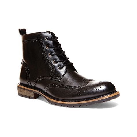 Men's Madden Swavay - Black Synthetic Ankle Boots ($75) ❤ liked on Polyvore featuring men's fashion, men's shoes, men's boots, black, mens black ankle boots, steve madden mens boots, mens black shoes, mens black wingtip boots and ankle boots mens shoes Wingtip Boots, Mens Shoes Boots, Brand Store, Men's Boots, Dr. Martens Boots, Black Ankle Boots, Boots Shoes, Boots Men, Black Boots