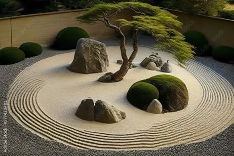 Pebble Garden Ideas, Garden Design Simple, Japanese Garden Style, Fish Pond Gardens, Zen Rock Garden, Japanese Garden Landscape, Mini Zen Garden, Zen Garden Design, Modern Backyard Landscaping