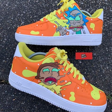 Rick And Morty Design, Custom Jordan Shoes, Custom Sneakers Nike, Painted Shoes Diy, Custom Sneakers Diy, Urban Shoes, Custom Shoes Diy, Nike Shoes Air Force, Air Force 1s