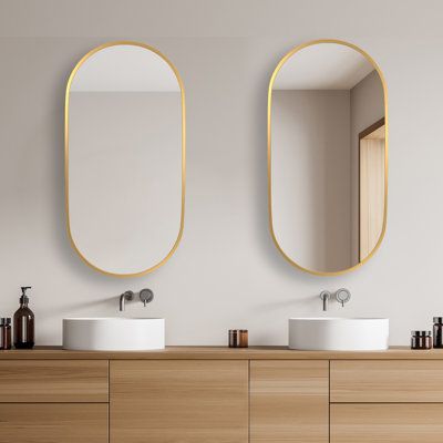 Oval bathroom mirror