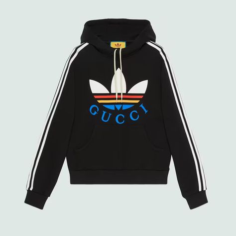 adidas x Gucci cotton sweatshirt in black | GUCCI® US Adidas X Gucci, Gucci X Adidas, Tracksuits For Men, Gucci Sweatshirt, Gucci Hoodie, Adidas Gucci, Gucci Adidas, Mens Designer Hoodies, Gucci Sweater